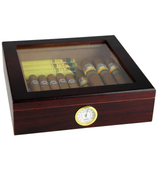 Brązowy humidor BigSmoke ze szklaną pokrywą