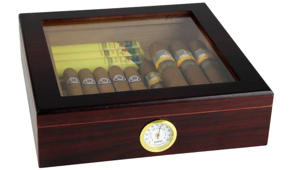 Humidor BigSmoke brązowy ze szklaną pokrywą