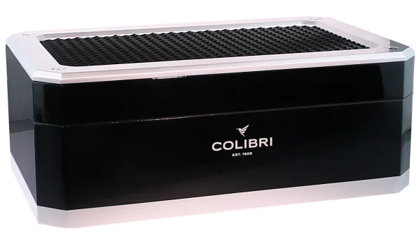 Czarno-srebrny humidor Colibri Rally